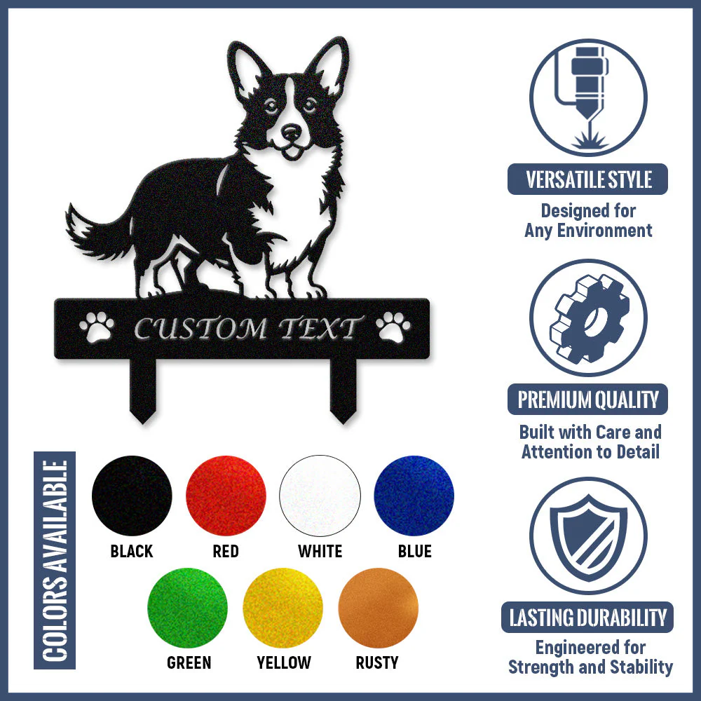 Vallhund Suédois Silhouette de Chien Personnalisée Piquet de Jardin en Métal - Image 10