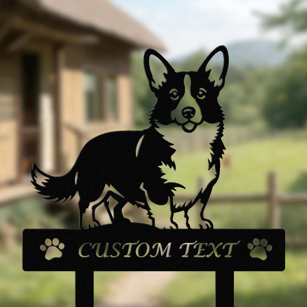 Vallhund Suédois Silhouette de Chien Personnalisée Piquet de Jardin en Métal - Image 2