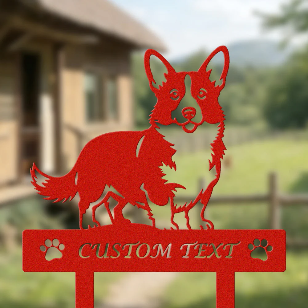 Vallhund Suédois Silhouette de Chien Personnalisée Piquet de Jardin en Métal - Image 3
