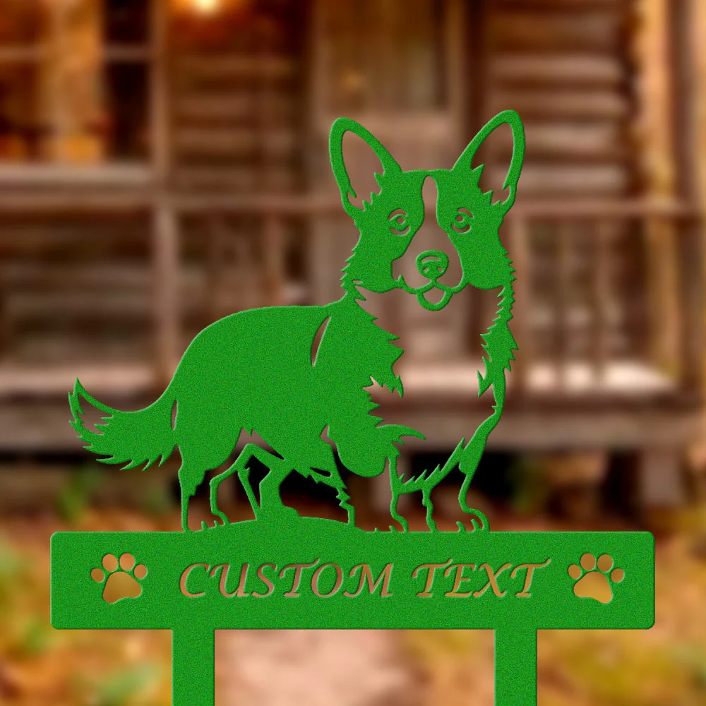 Vallhund Suédois Silhouette de Chien Personnalisée Piquet de Jardin en Métal - Image 5