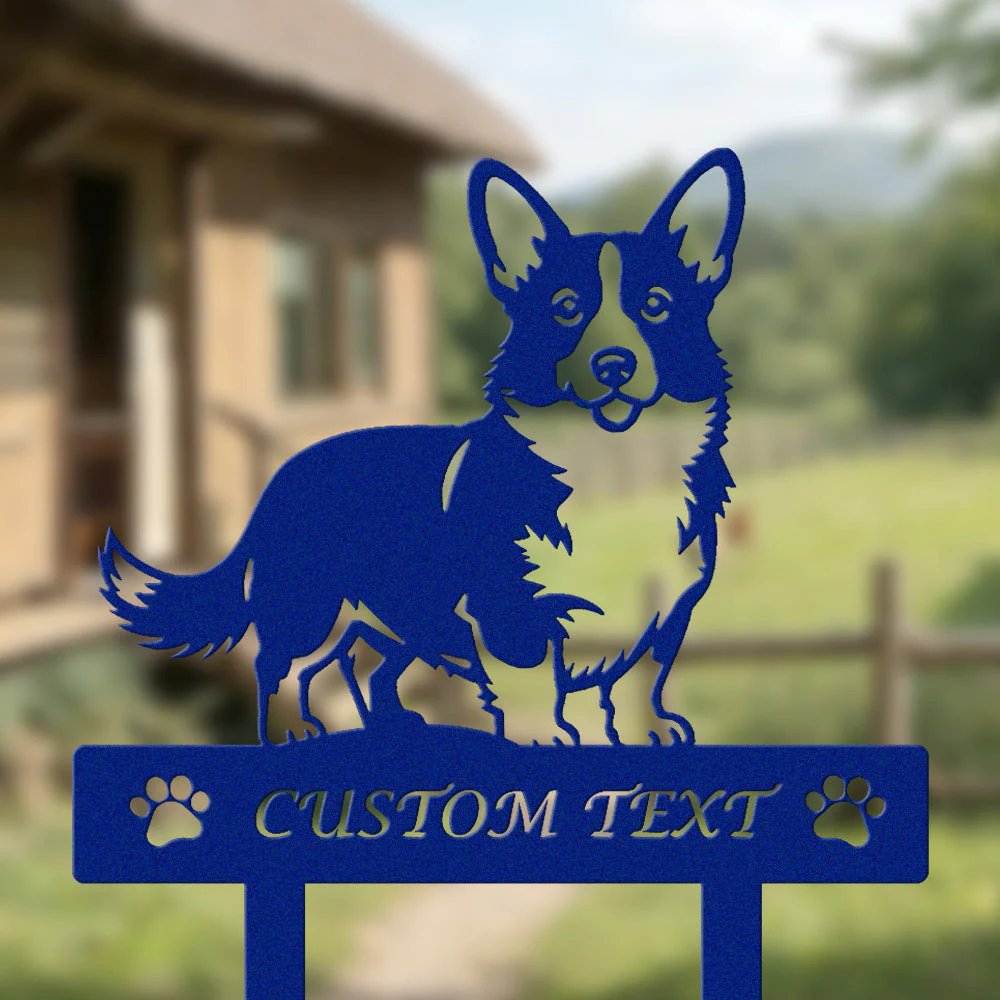 Vallhund Suédois Silhouette de Chien Personnalisée Piquet de Jardin en Métal - Image 6