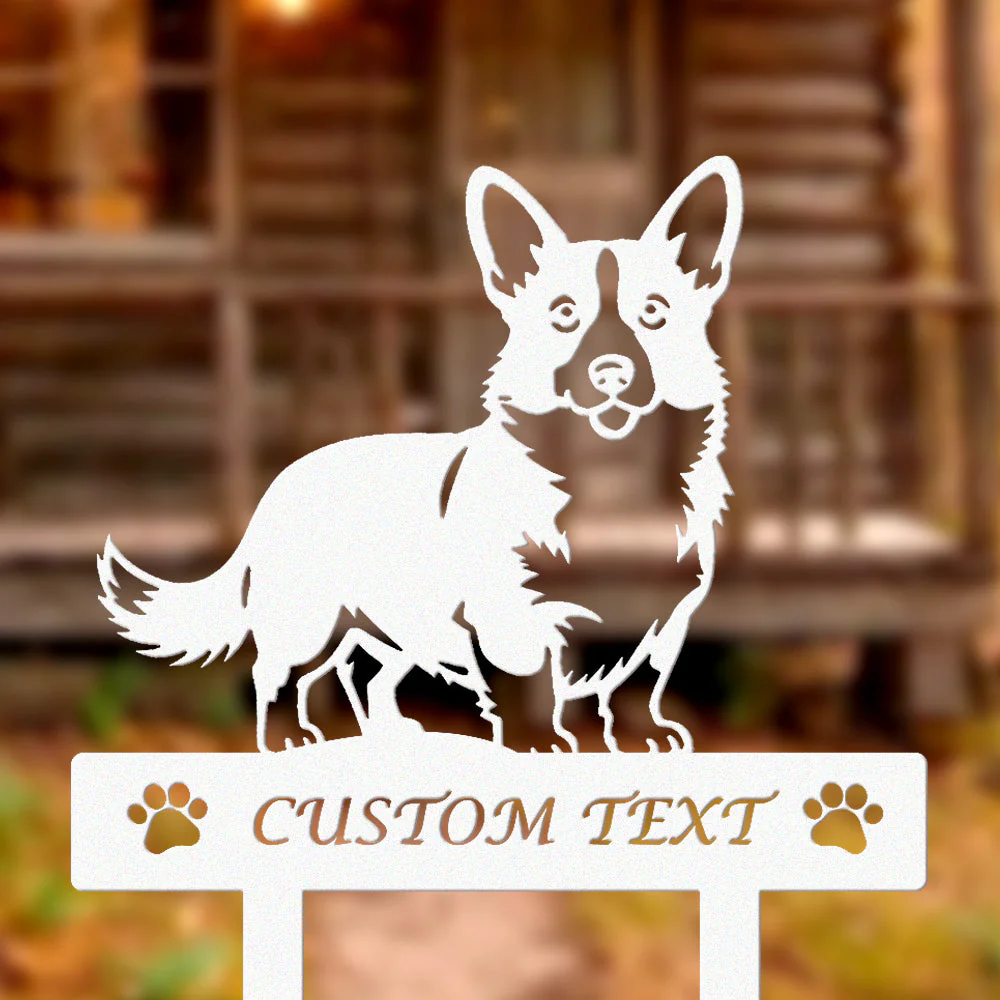 Vallhund Suédois Silhouette de Chien Personnalisée Piquet de Jardin en Métal - Image 8