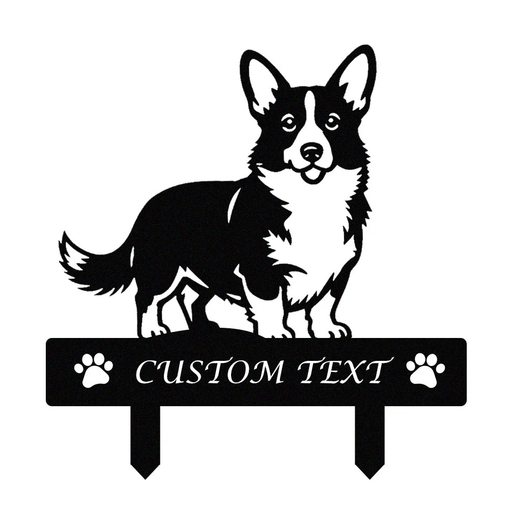 Vallhund Suédois Silhouette de Chien Personnalisée Piquet de Jardin en Métal - Image 9