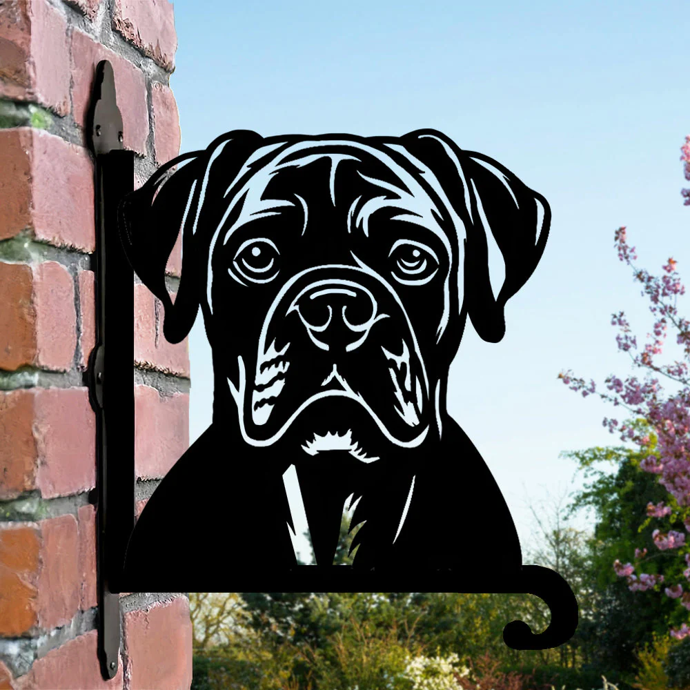 Visage de Chien Boxer Support de Plantes à Suspendre Métallique