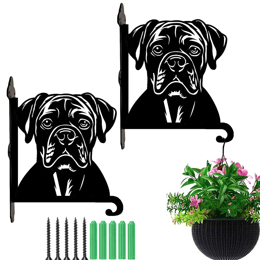 Visage de Chien Boxer Support de Plantes à Suspendre Métallique - Image 7