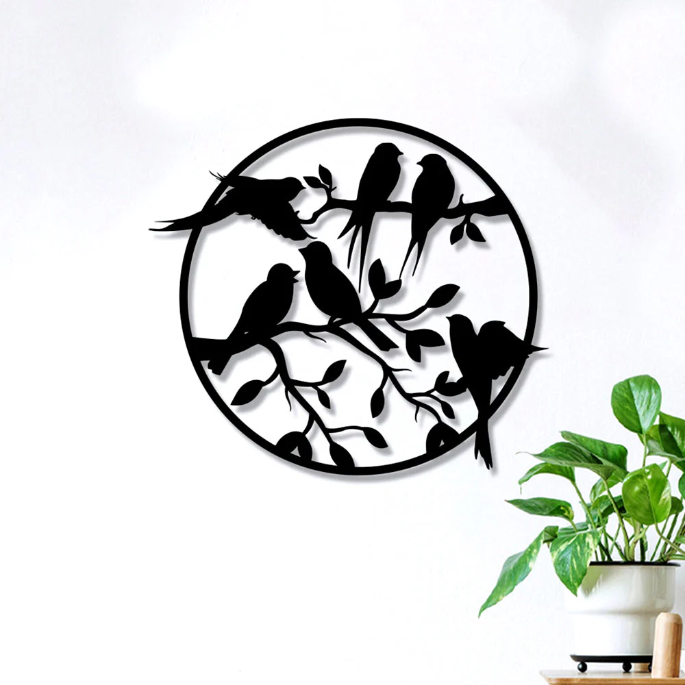Vol d'Oiseaux sur Branche Plaque de Jardin Arbre de la Vie Métal Décoratif Mural - Image 2
