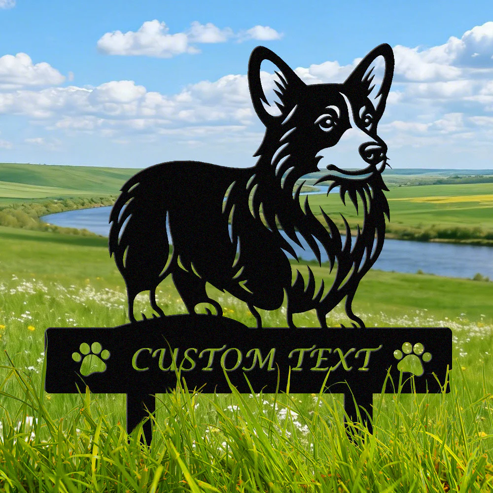 Welsh Corgi Silhouette de Chien Personnalisée Piquet de Jardin en Métal