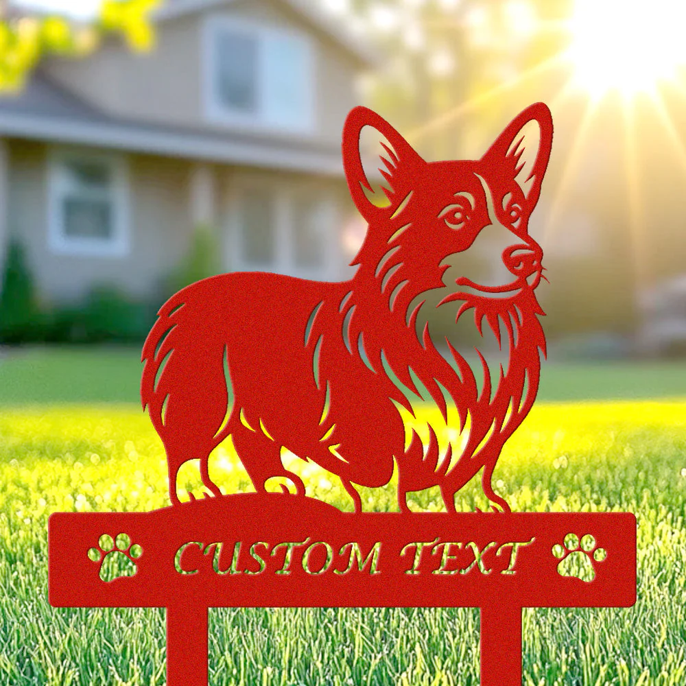 Welsh Corgi Silhouette de Chien Personnalisée Piquet de Jardin en Métal - Image 3