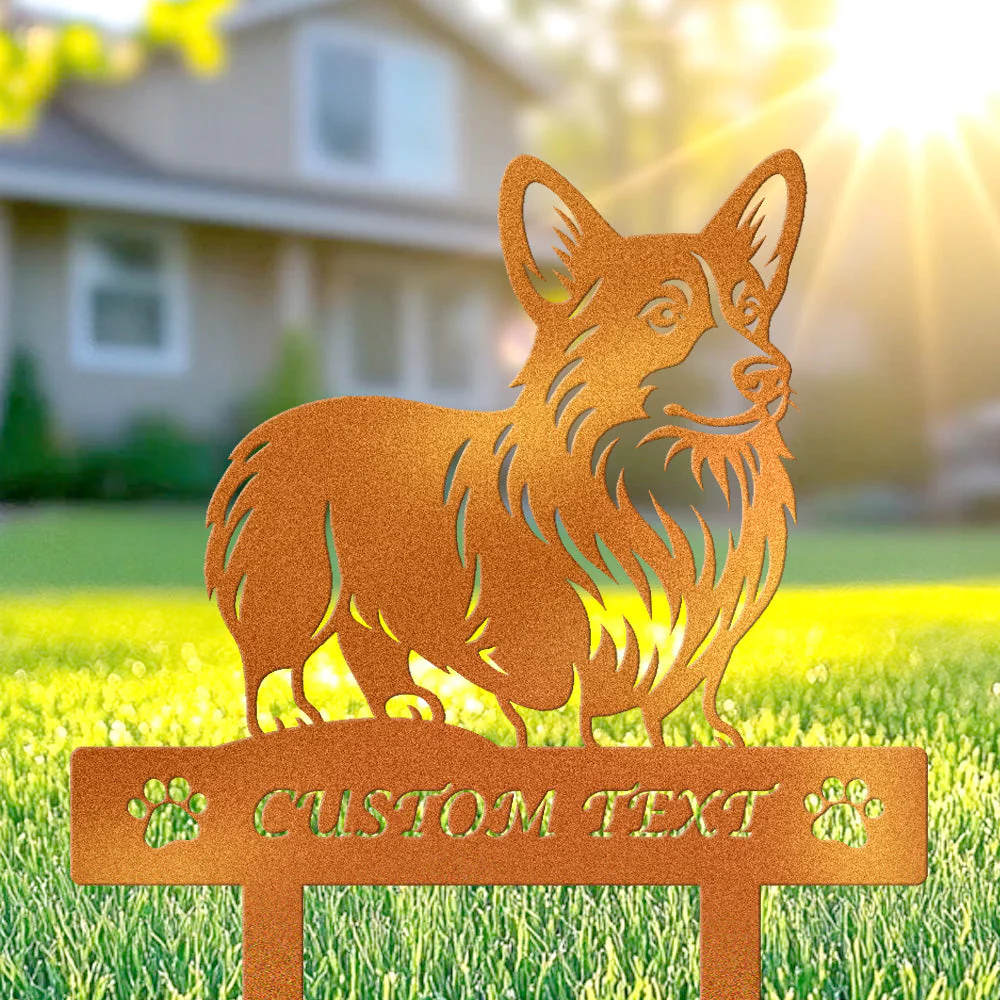 Welsh Corgi Silhouette de Chien Personnalisée Piquet de Jardin en Métal - Image 4