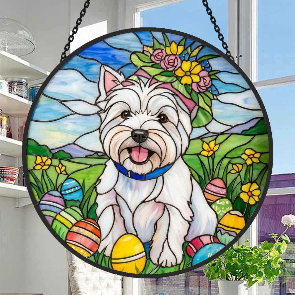 West Highland White Terrier Attrape-Soleil en Vitrail - Décoration Suspendue pour Fenêtre - Image 2