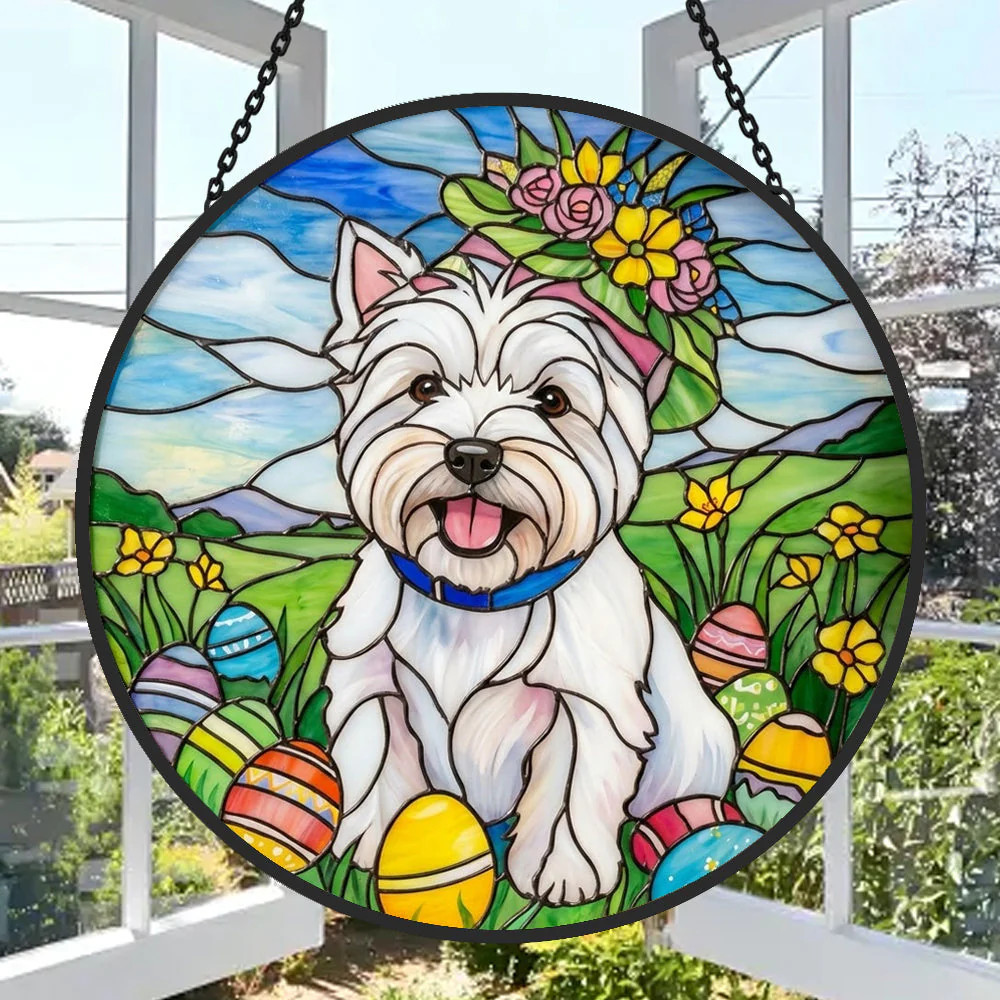 West Highland White Terrier Attrape-Soleil en Vitrail - Décoration Suspendue pour Fenêtre - Image 3