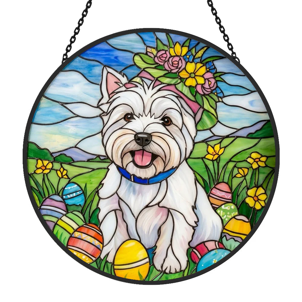 West Highland White Terrier Attrape-Soleil en Vitrail - Décoration Suspendue pour Fenêtre - Image 4
