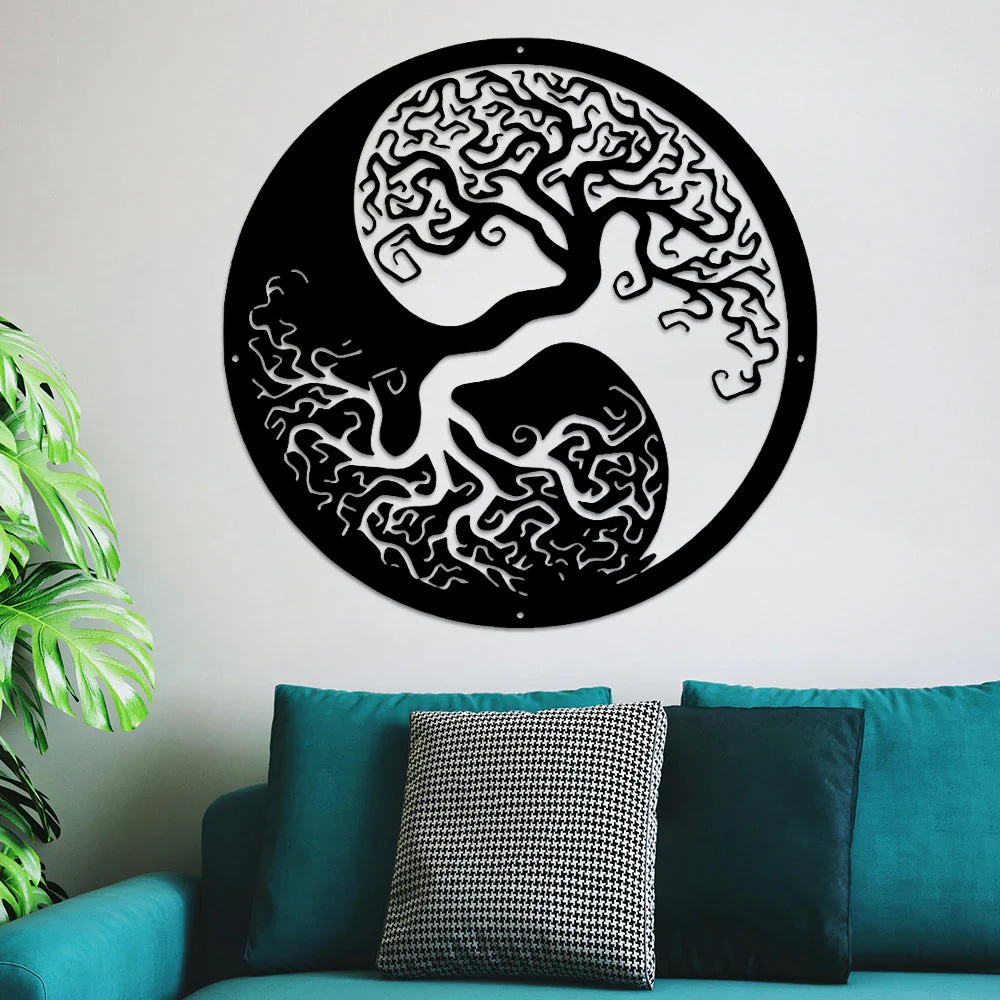 Yin Yang Tai Chi Arbre de la Vie Art Mural en Métal - Image 4