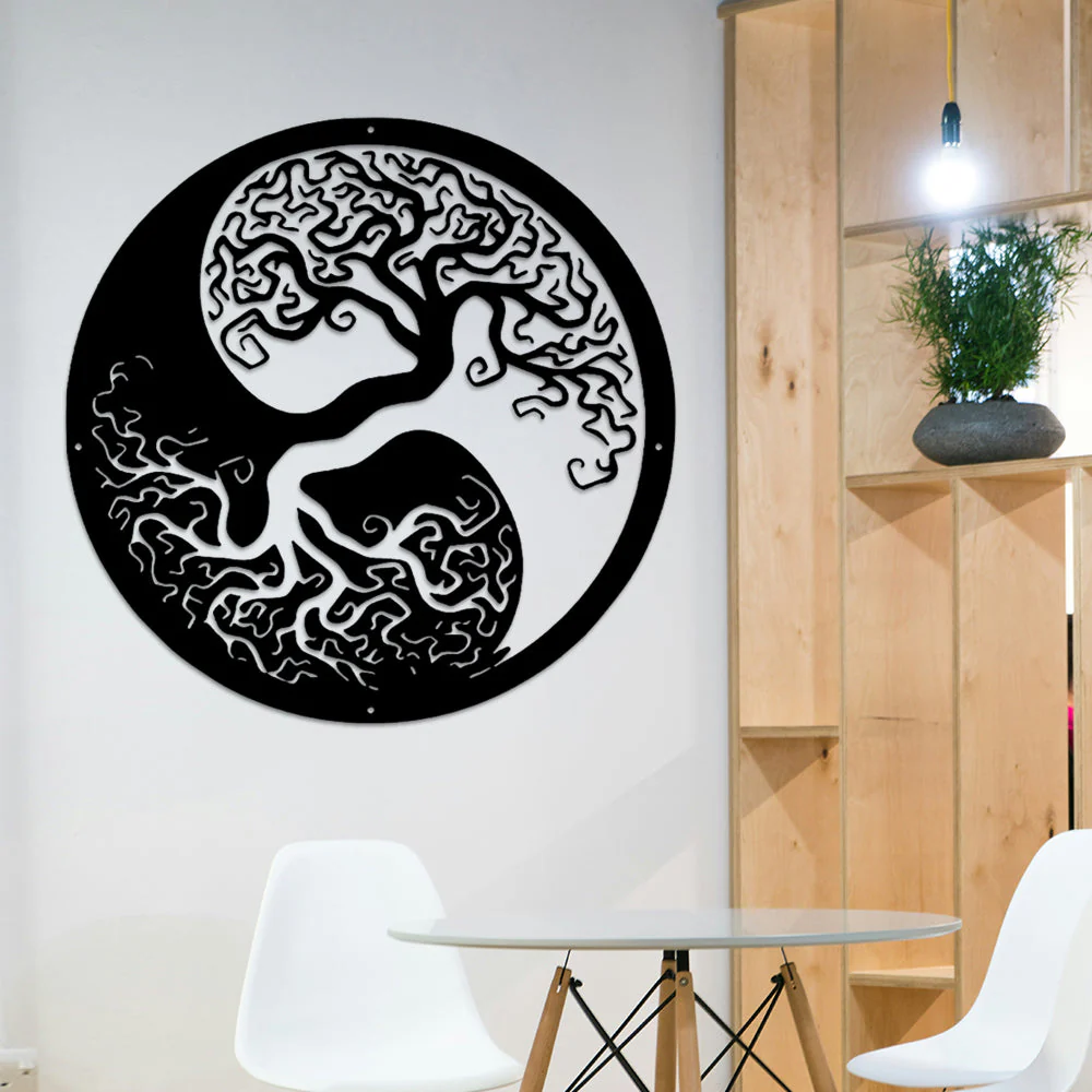 Yin Yang Tai Chi Arbre de la Vie Art Mural en Métal - Image 5