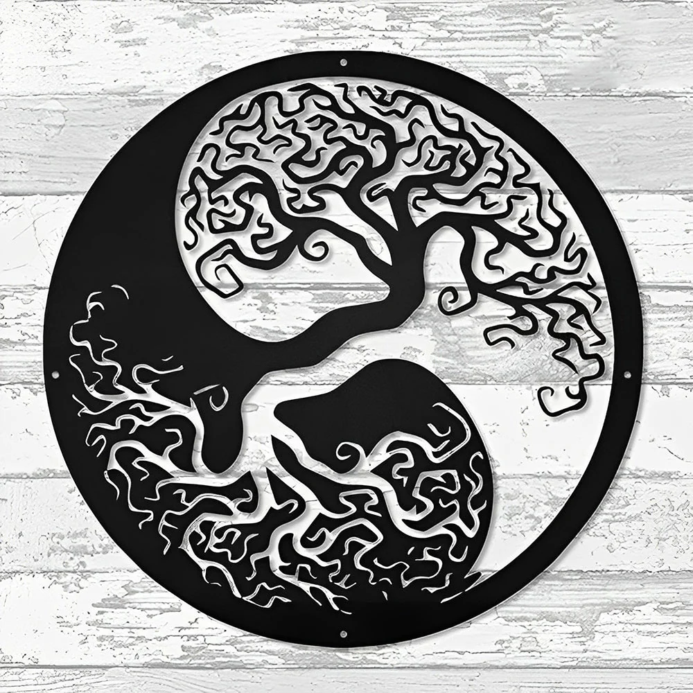 Yin Yang Tai Chi Arbre de la Vie Art Mural en Métal - Image 9
