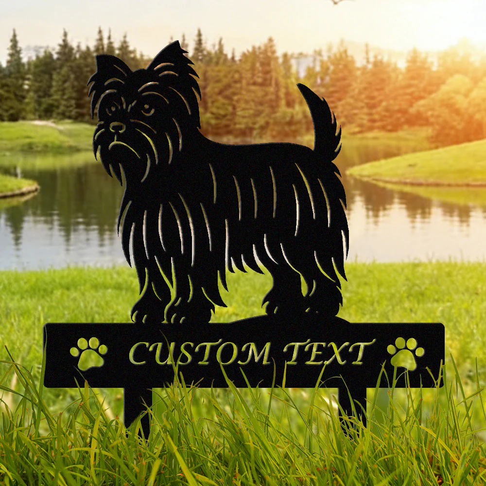 Yorkshire Terrier Silhouette de Chien Personnalisée Piquet de Jardin en Métal