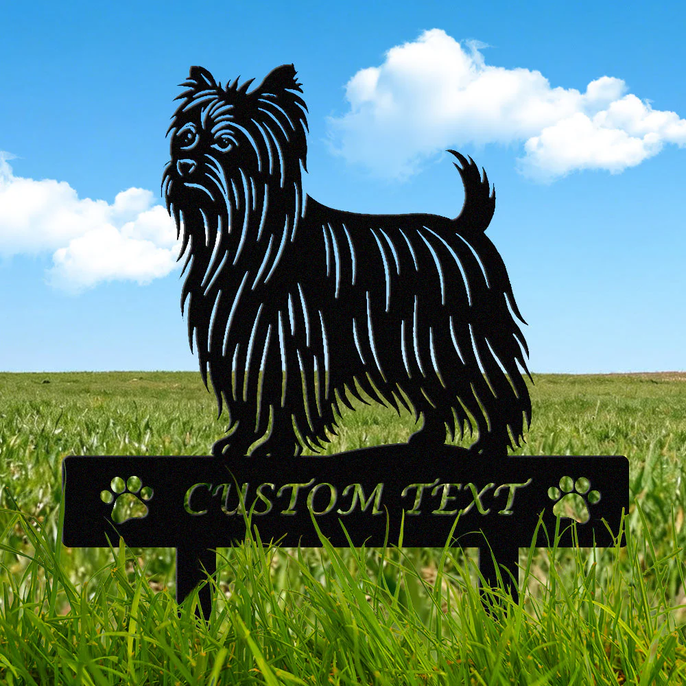Yorkshire Terrier Silhouette de Chien Personnalisée Piquet de Jardin en Métal