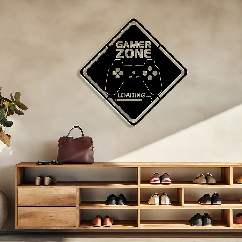 Zone Gamer Plaque en Métal Décoratif Mural