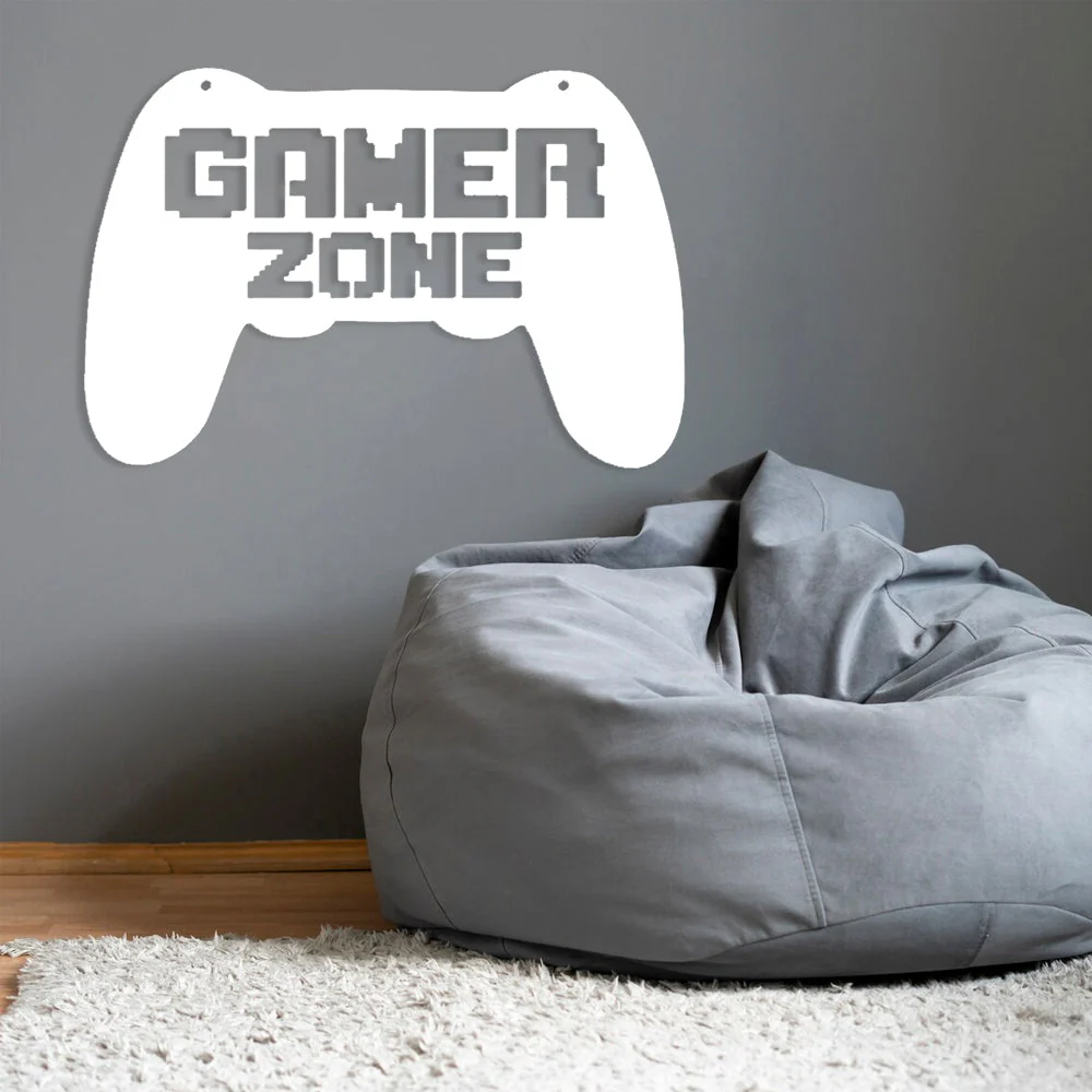 Zone Gamer Plaque en Métal Décoratif Mural